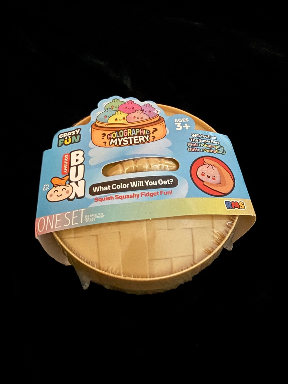Mystery Squishy Dumpling Toy - Beige with Holographic Insert